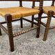 Pair of turned wood straw corner armchairs, Vintage 1950s