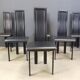 Set of 6 post modern black leather dining chairs, 1980s