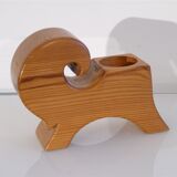 Bougeoir vintage zoomorphe en bois 1970