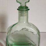 Vintage green glass whiskey decanter