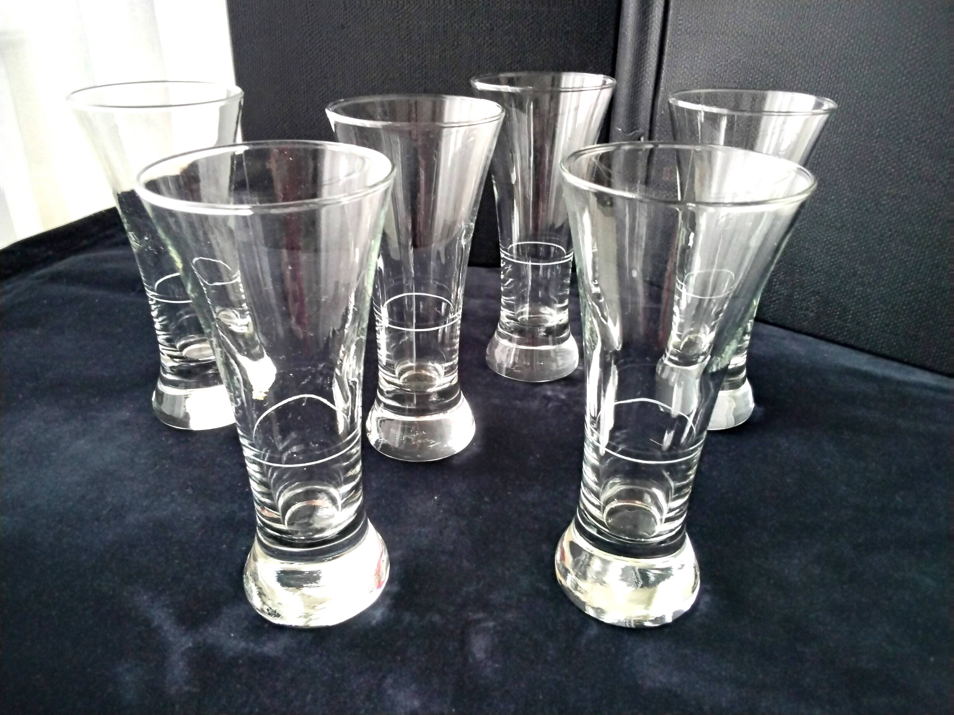 6 Pastis glasses with gauge