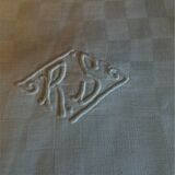 Table linen damask monogram ten napkins tablecloth 200 X 210 cm