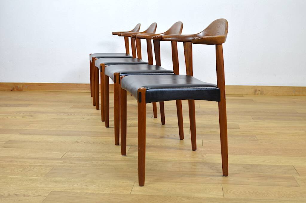 4 Fauteuils Danois en Teck Jacob Hermann  Randers Mobelfabrik 1960