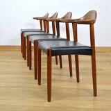 4 Fauteuils Danois en Teck Jacob Hermann  Randers Mobelfabrik 1960