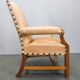 Antique Danish Leather Armchair Carved Wood Club Chair, Early 1900s