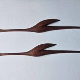 Pair of Midcentury Rare Teak Wall Sculptures of Birds Herons, Denmark, 1960