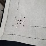 6 White damask linen napkins Monogram RD Embroidery and openwork