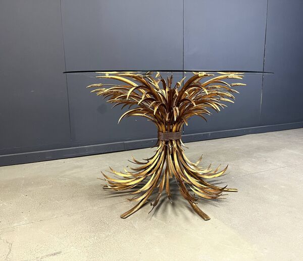 Table à manger en métal doré Coco Chanel, années 1960