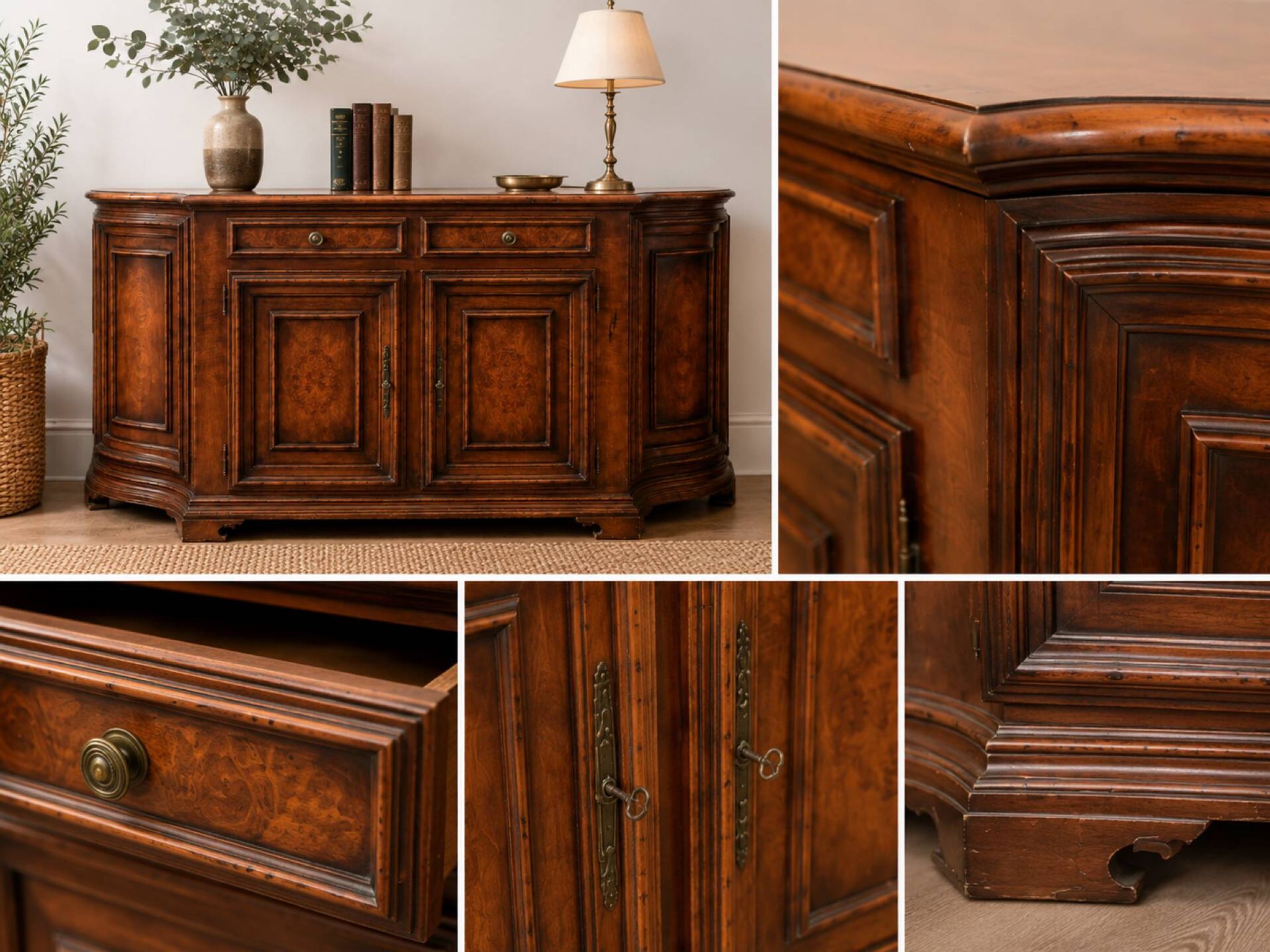 French Provençal Vintage Sideboard with 4 doors