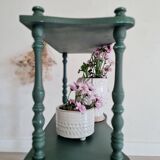 Etagère ancienne bois tourné rénovée verte