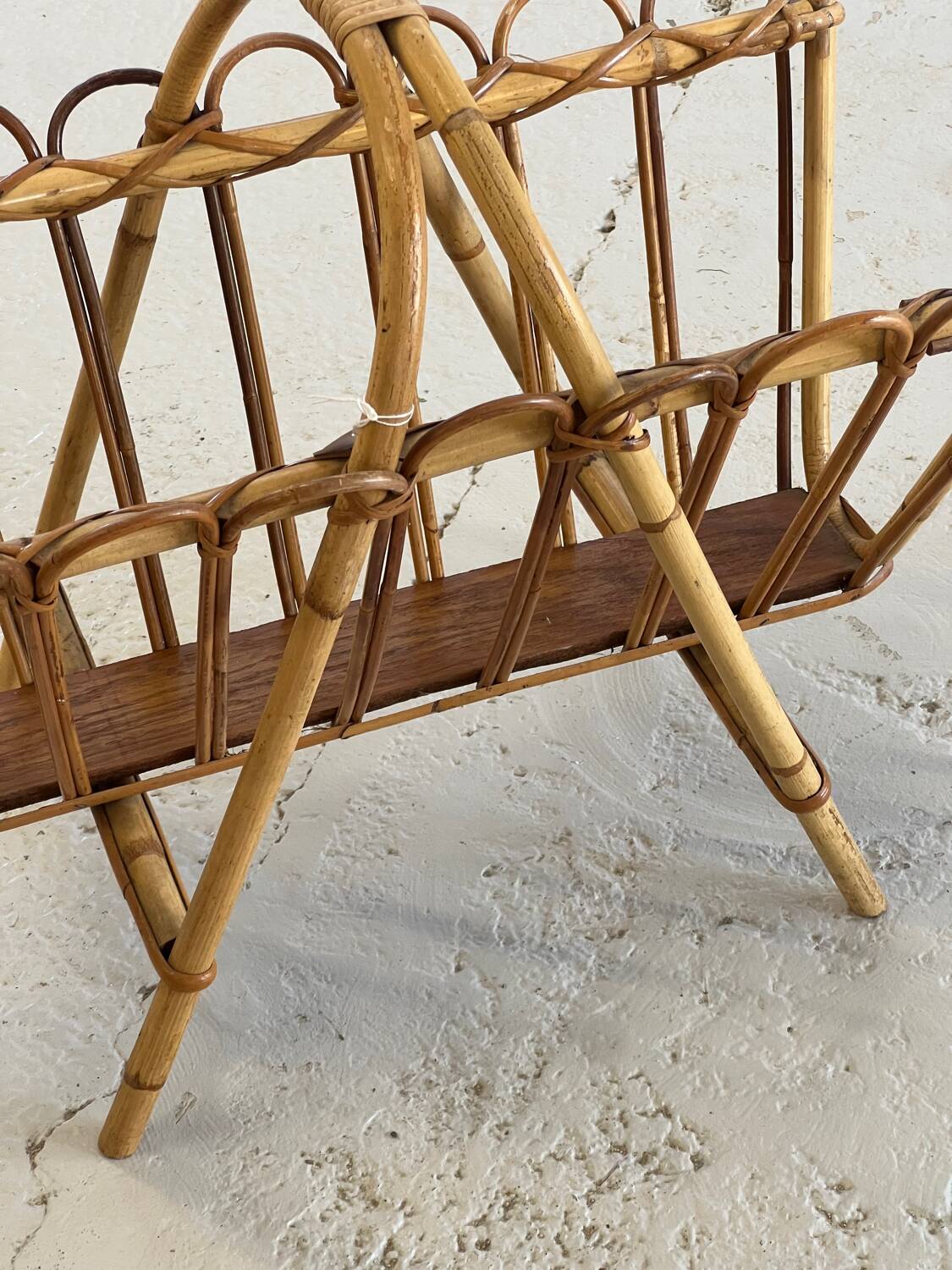 Rattan magazine rack