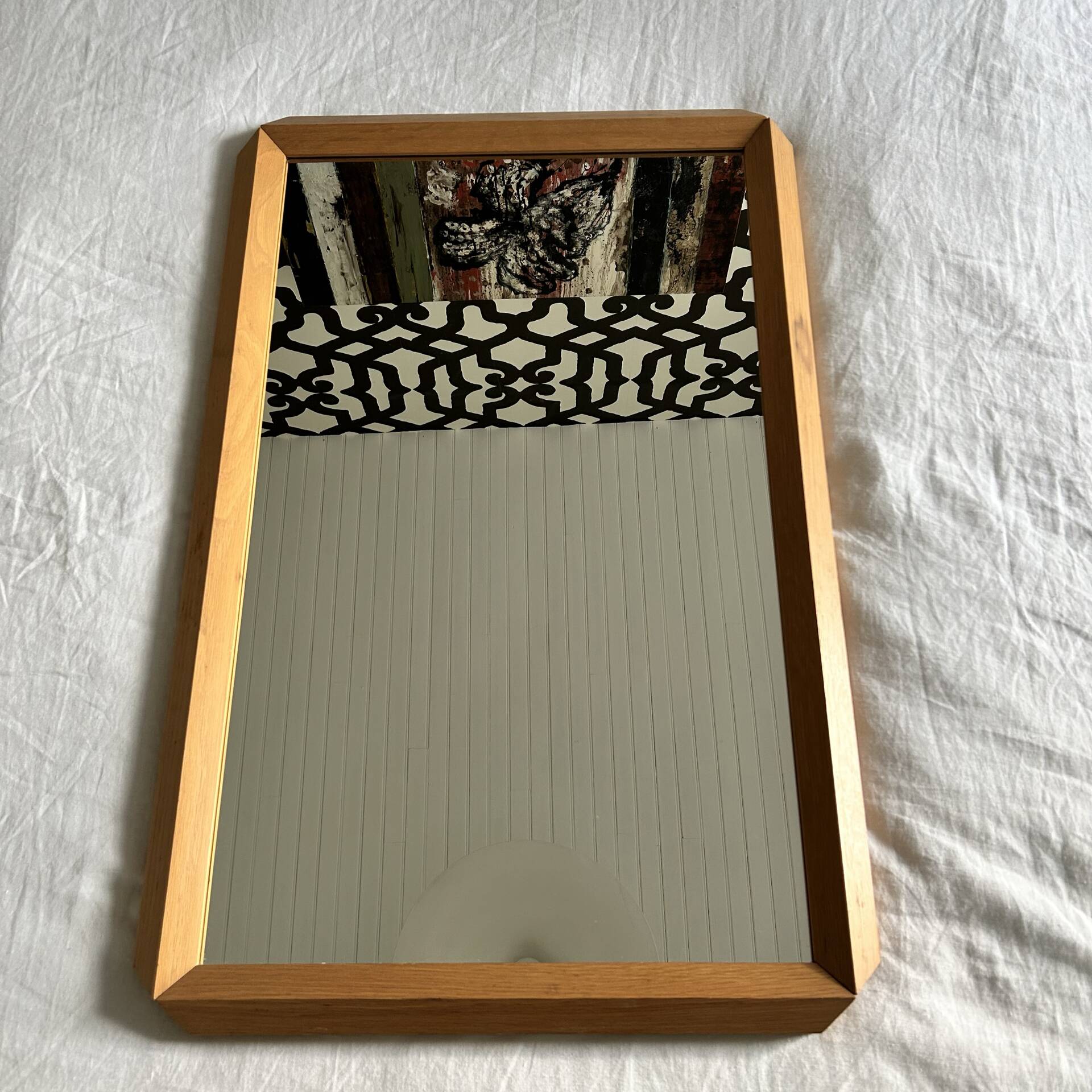 Mid-century oak large mirror