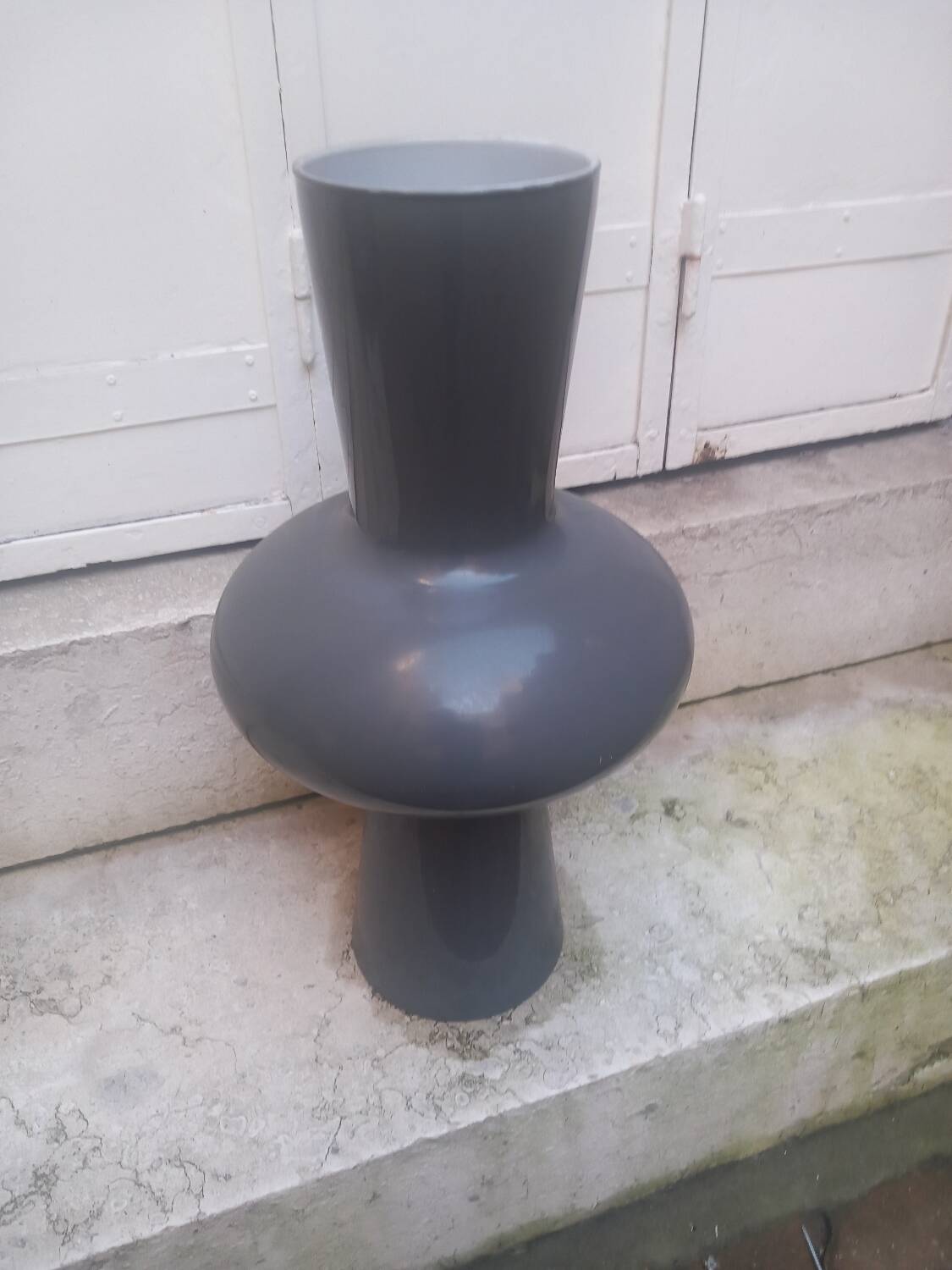 Grey opaline glass designer vase