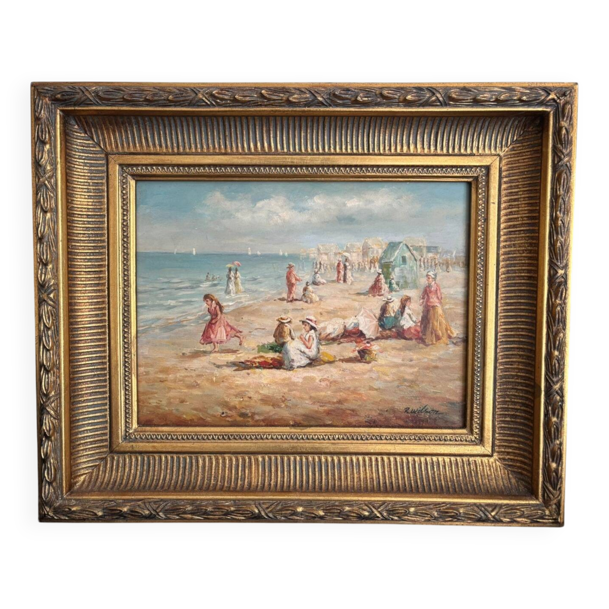 Antique oil painting signed R Wilson, early 20th century