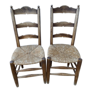 Duo chaises paillées - campagnardes