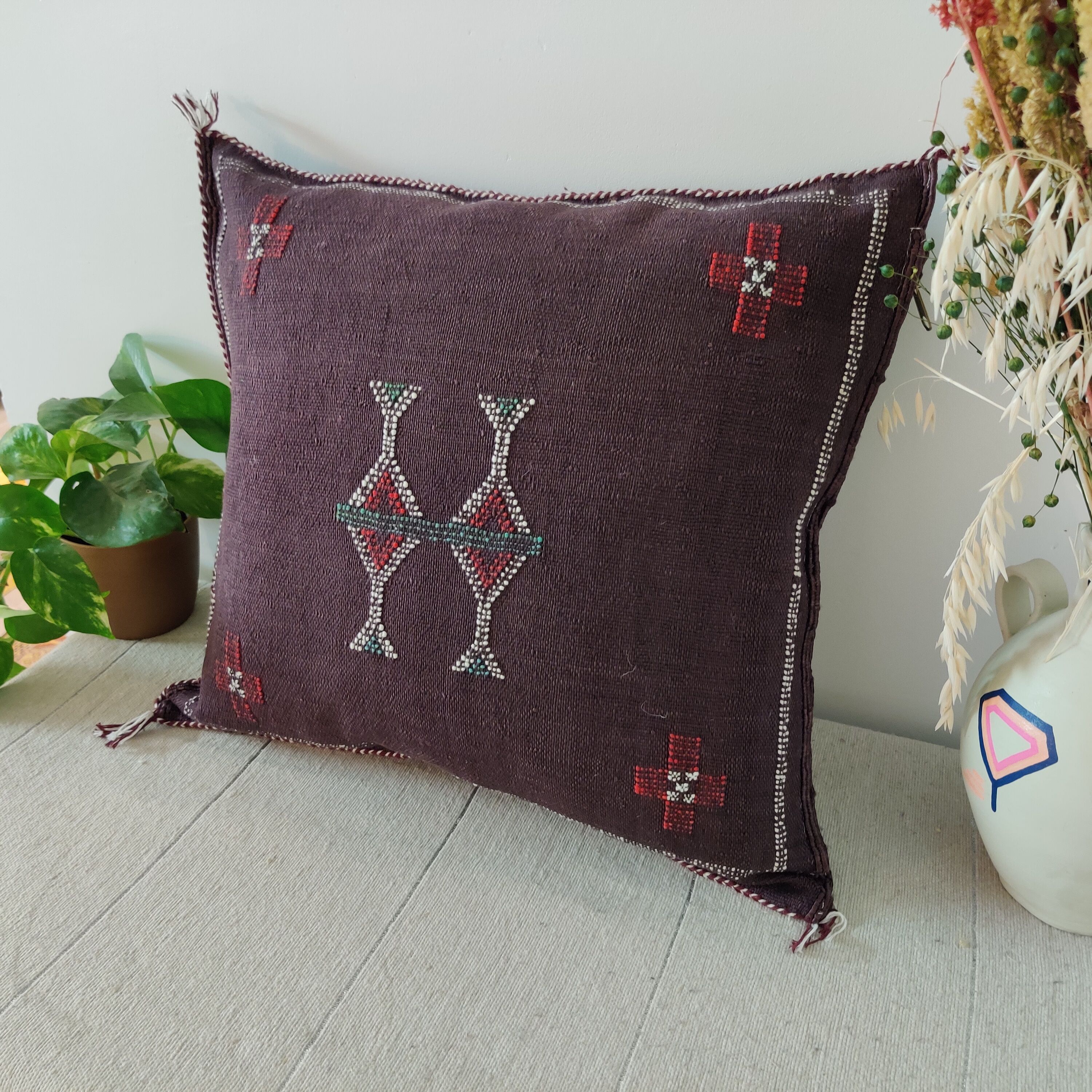 Moroccan Sabra Cushion in Cactus Silk  50x45cm