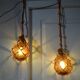 Paire d'applique lampe boule flotteur pêche corde vintage en verre