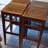 Set of 4 high oak stools 80 cm high