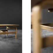 Vintage Mid-Century Scandinavian Modern Low Brown Oak Coffee Table