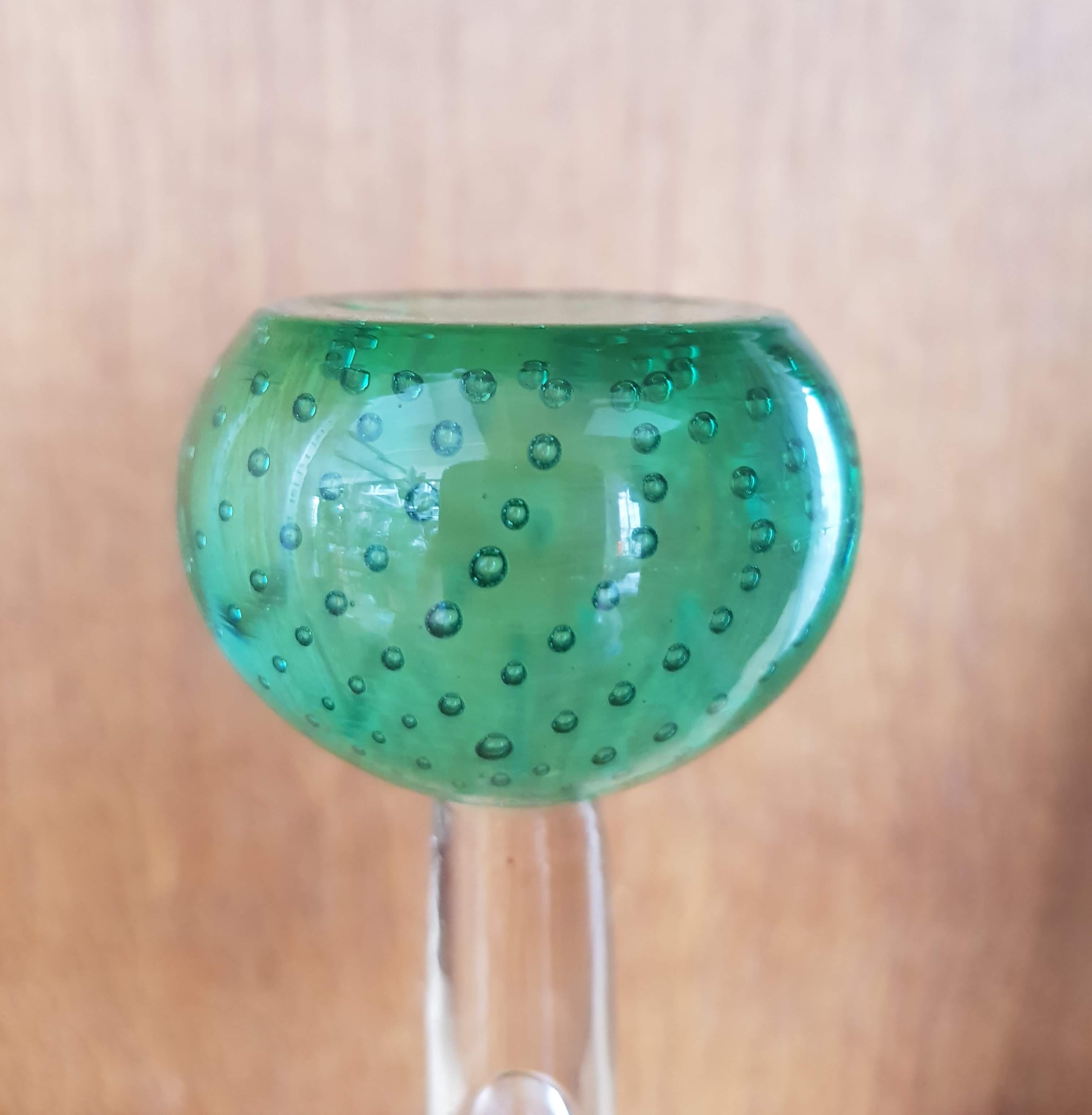 Set of Two Scandinavian Soliflore Bubble Glass Vases, 1960s