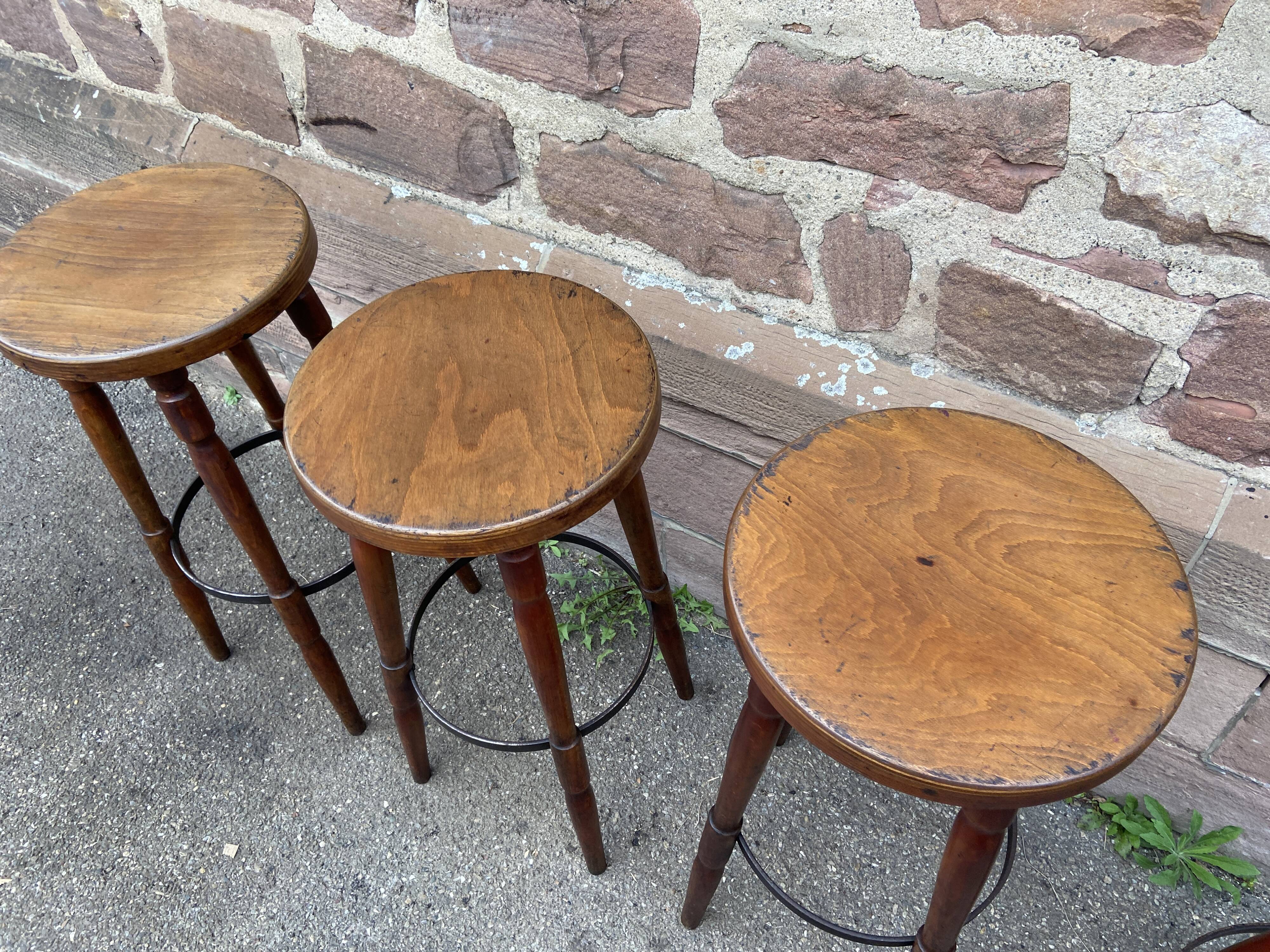 Set of 4 bar stools restaurant pub tavern bentwood art deco 1950-1960