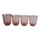 Set de 4 verres à eau en verre rose torsadé vintage