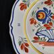 Old flat plate faience henriot quimper basket of flowers decor