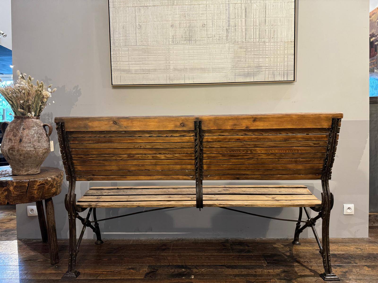 Industrial style metal and wood bench