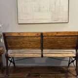 Industrial style metal and wood bench