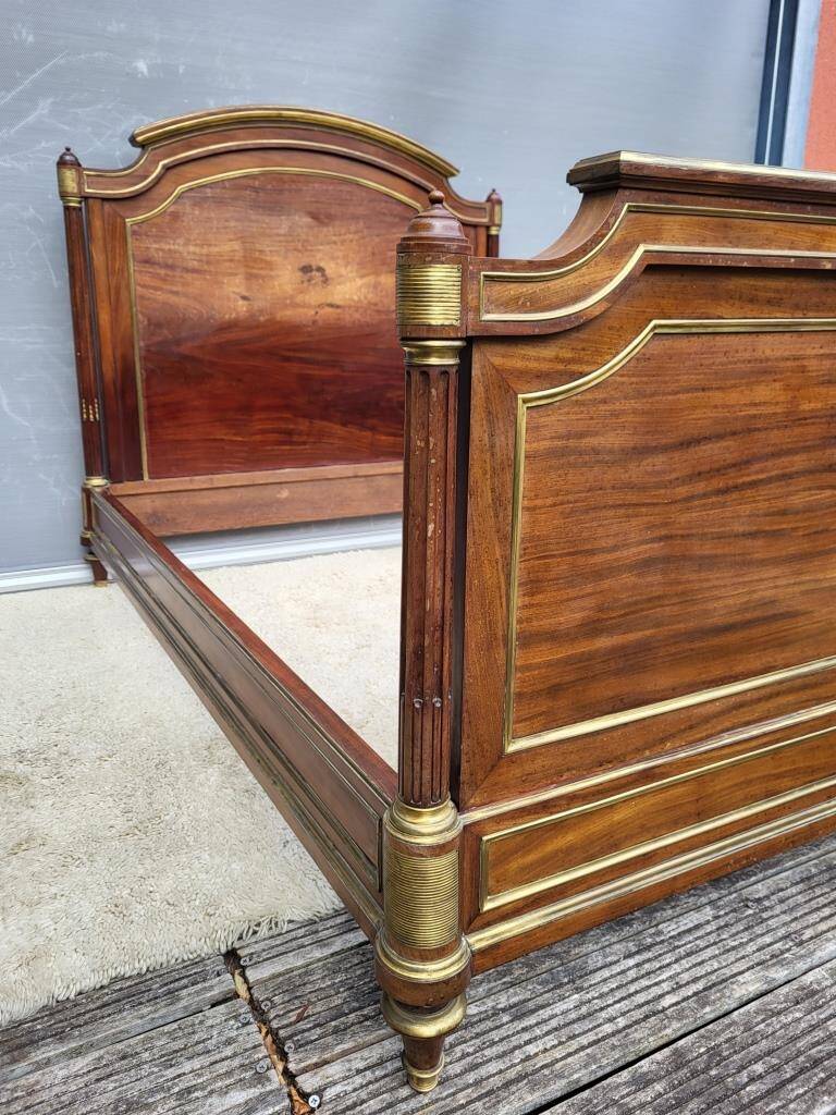 Napoleon bed in mahogany and gilded brass, Empire style