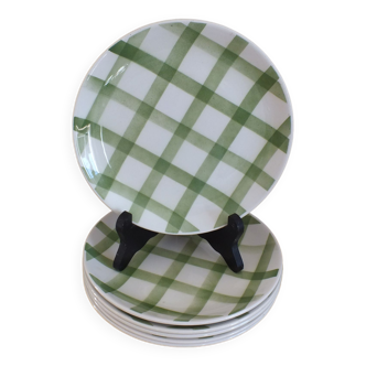 6 plates with appetizers Moulin des Loups Vichy, green tiles