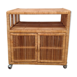 Vintage rattan buffet with wheels
