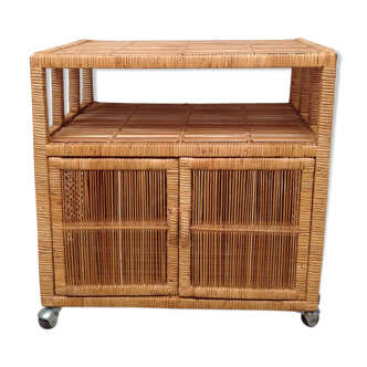 Vintage rattan buffet with wheels