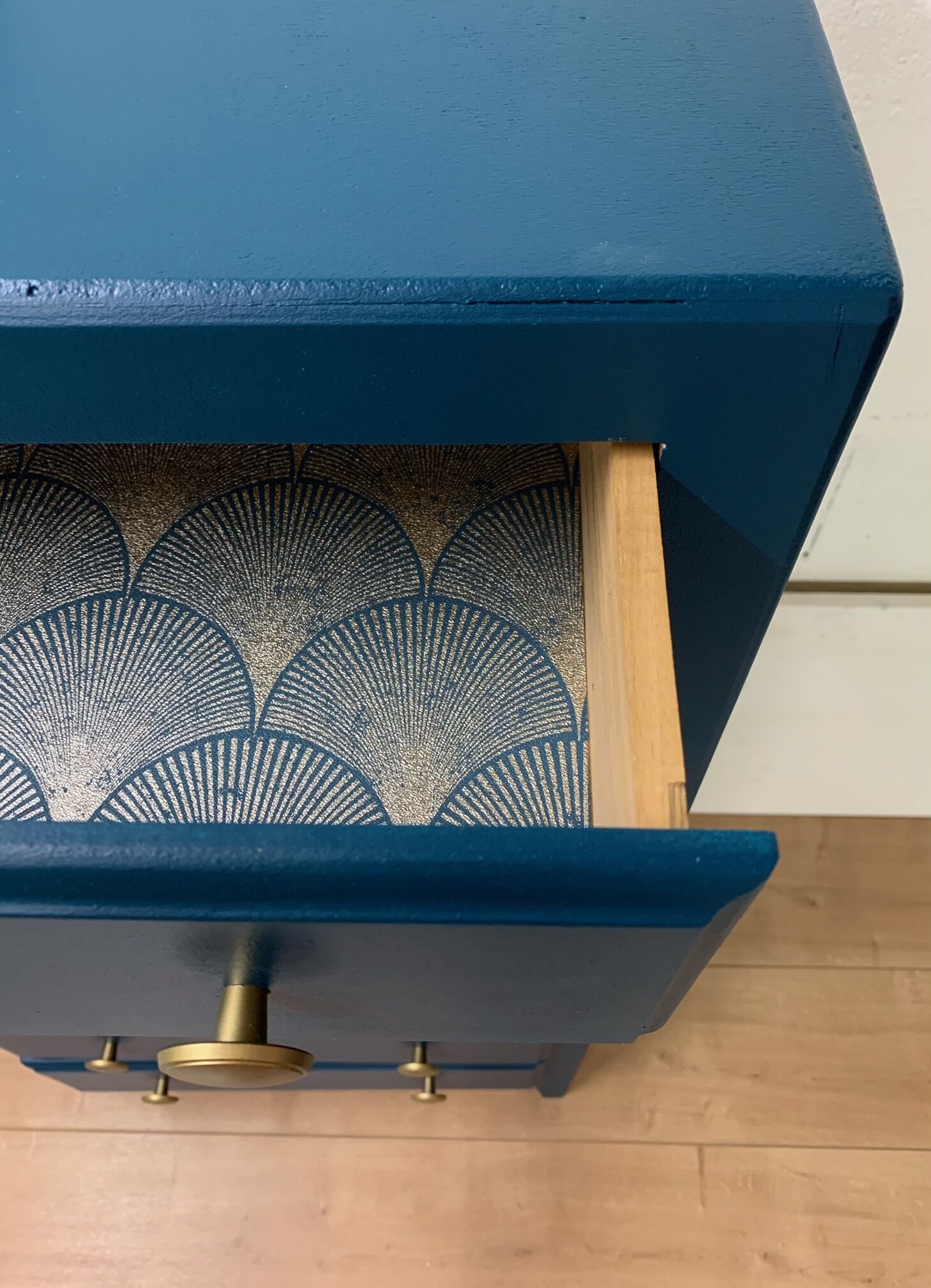 Vintage peacock green dresser