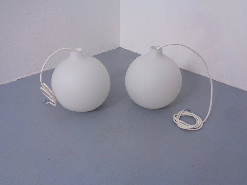 Opaline Glass Satellite Pendant Lamps by Vilhelm Wohlert for Louis Poulsen, 1960s, Set of 2