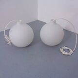 Opaline Glass Satellite Pendant Lamps by Vilhelm Wohlert for Louis Poulsen, 1960s, Set of 2
