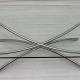 Mid-Century Modern Italian Chrome and Crystal Coffee Table, 1970s