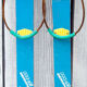 Old pair of children's ski's in light blue wood 118 cm