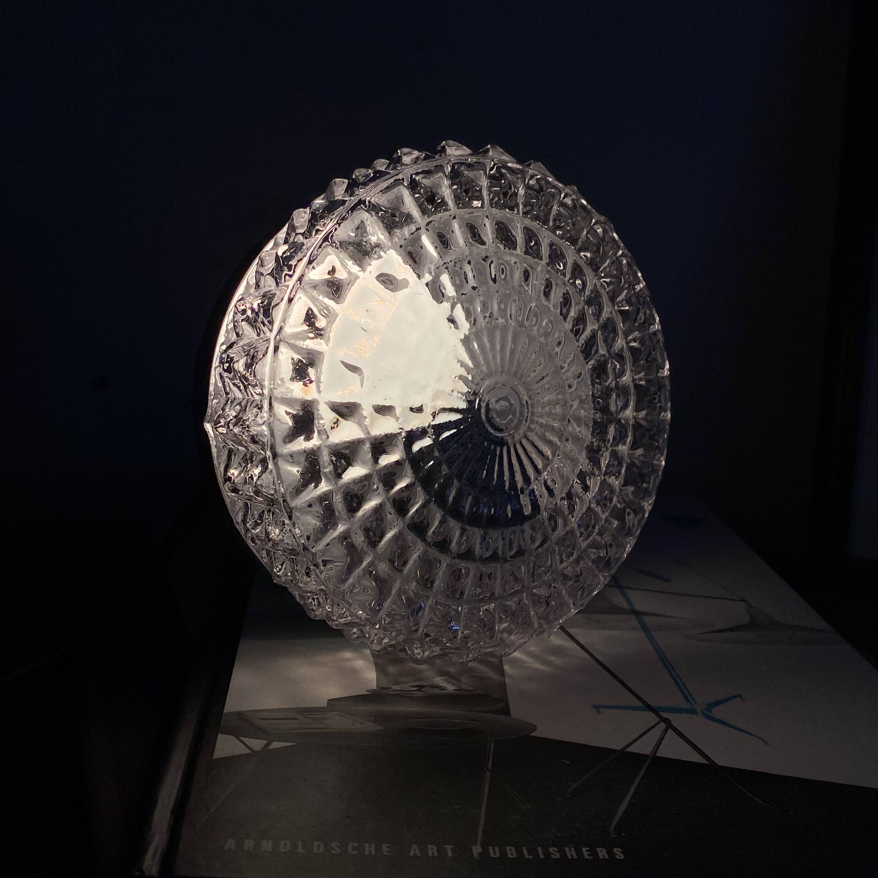 Small round wall lamp ceiling light transparent glass vintage fixture