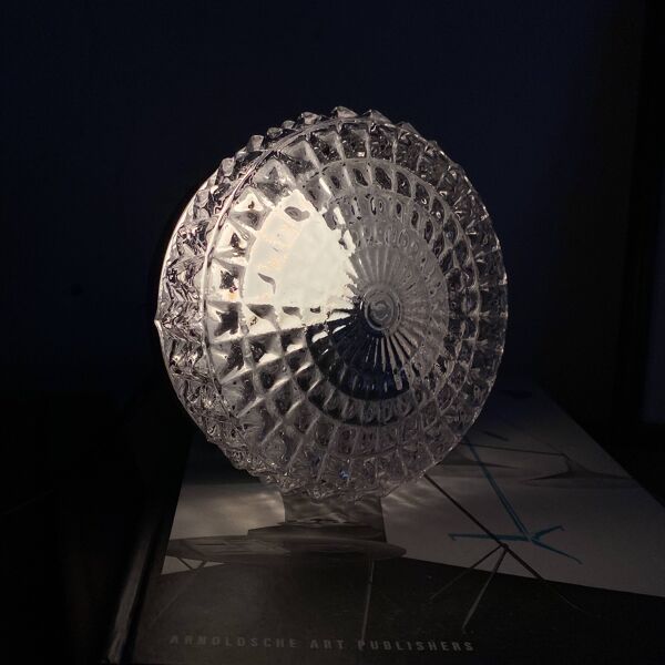 Petite applique murale ronde plafonnier verre transparent luminaire ancien
