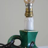 Vintage Green Ceramic French Lamp with Gold Accents