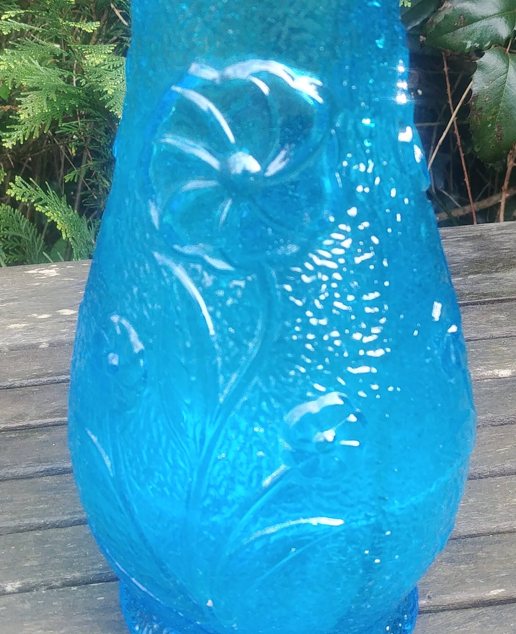 Blue glass vase from vintage Empoli glassware 70s/80s