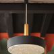 Jean Gandelin suspension in black lacquered sheet metal, white metal, brass, and diffuser in Cristalux/etched Plexiglas.