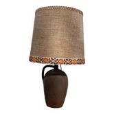Lampe montée sur jarre en céramique marron vintage style 1970 rétro