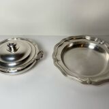 Round silver metal dish