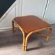 Rattan coffee table with brown leather top 63 cm side 39 cm high