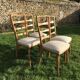 Lot de 4 chaises vintage en chêne blond et assise beige