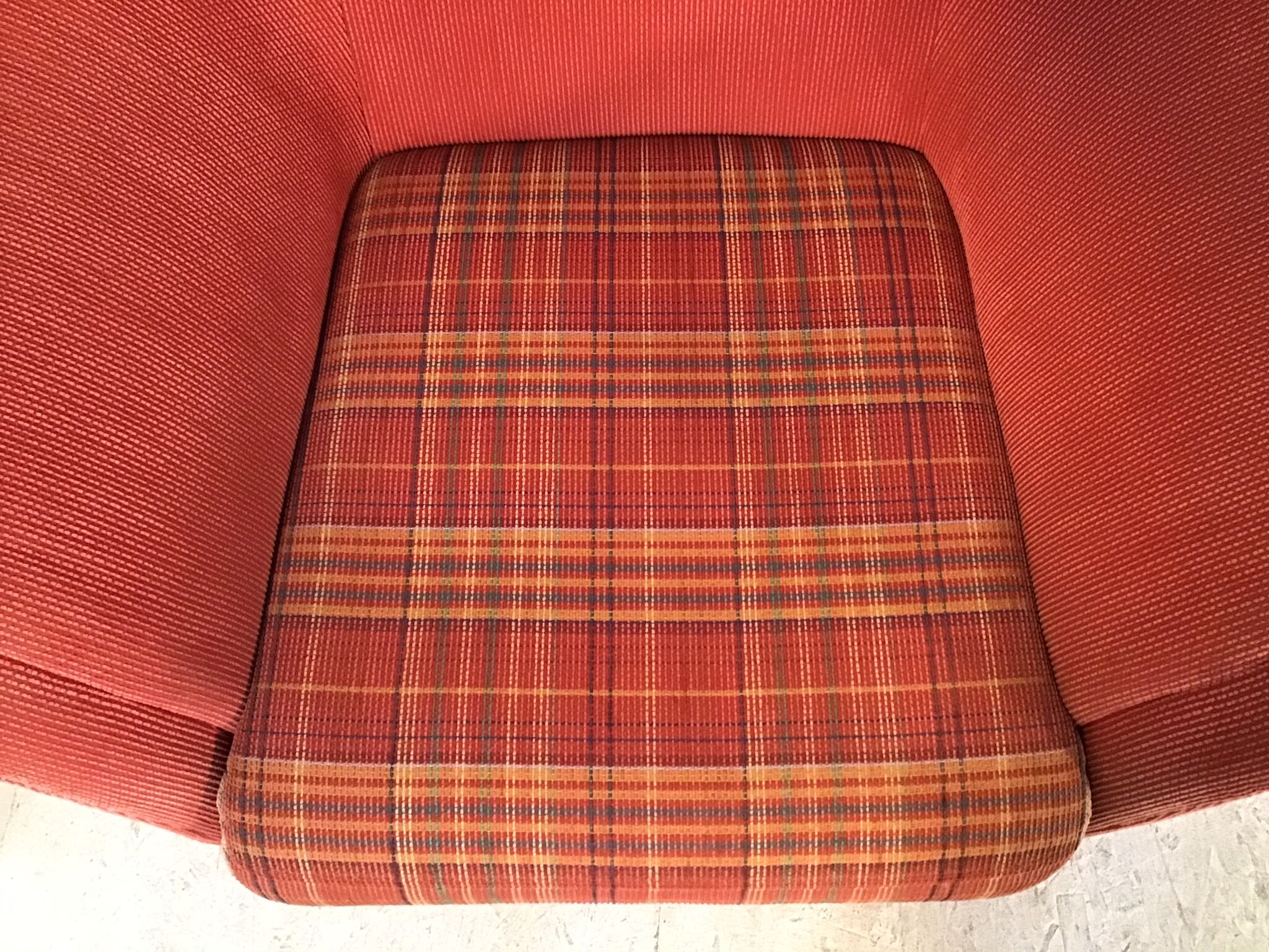 Red fabric club chair