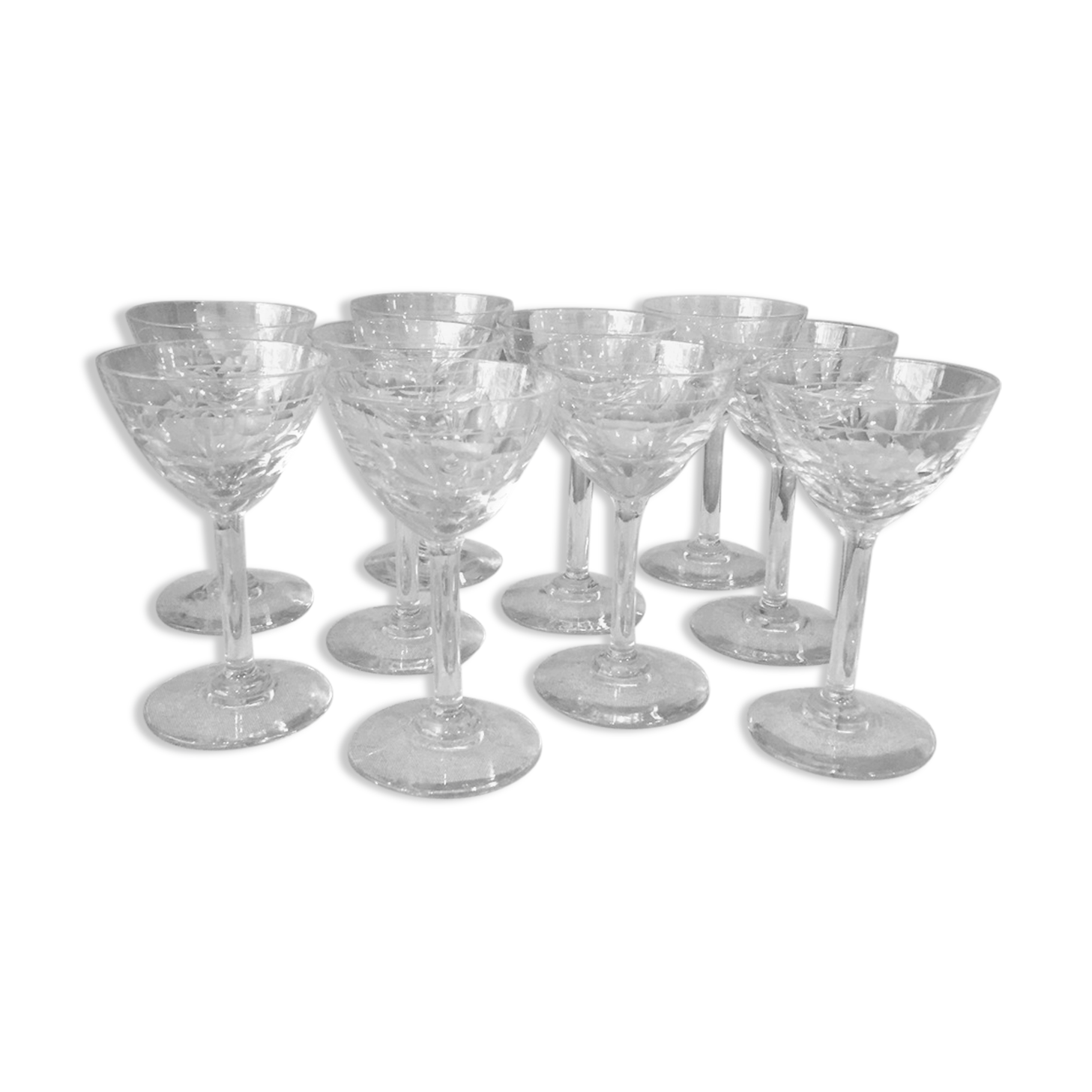 Suite of 10 glasses of port cooked wine or digestive glass shesel