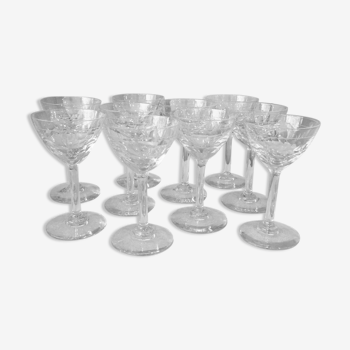 Suite of 10 glasses of port cooked wine or digestive glass shesel